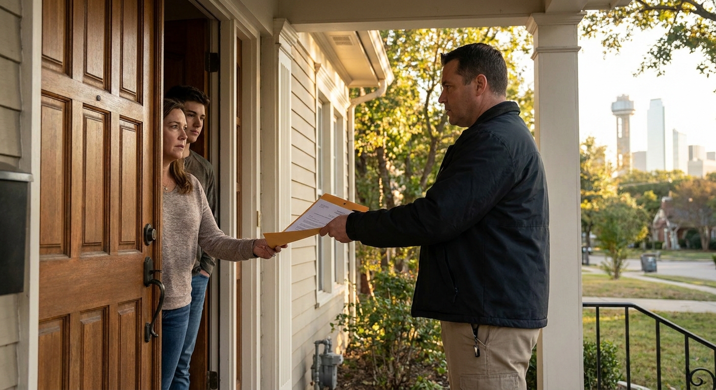 Serving legal documents to family members in Dallas after court approval