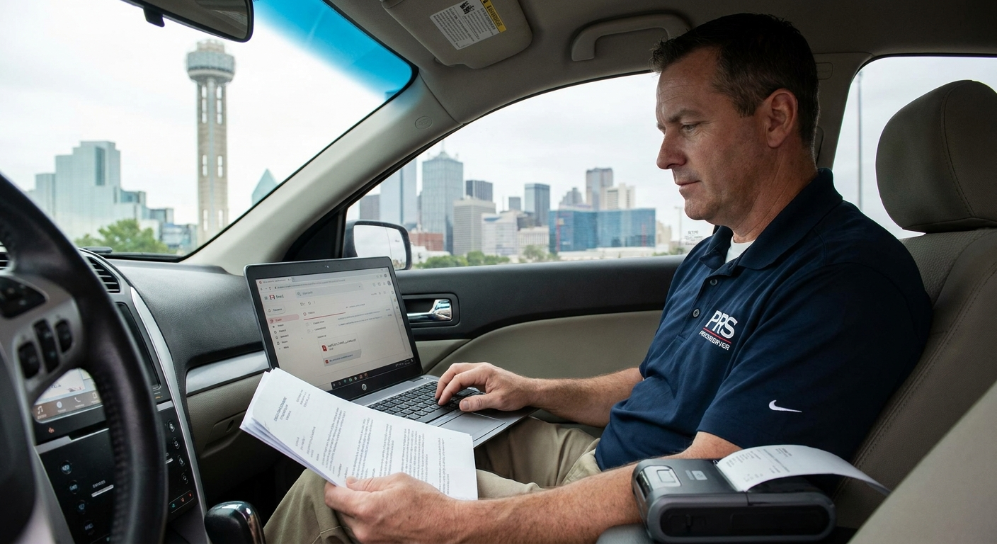 Emailing legal documents to a Dallas process server for proper service and compliance